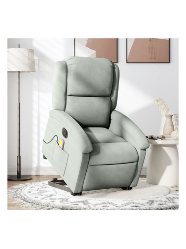 Sonata H Електрически изправящ масажен реклайнер стол, светлосив, кадифе