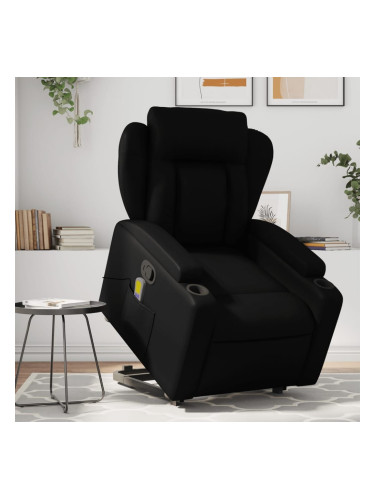 Sonata H Изправящ масажен реклайнер стол, черен, изкуствена кожа