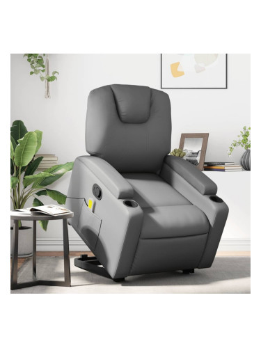 Sonata H Изправящ масажен реклайнер стол, сива, изкуствена кожа