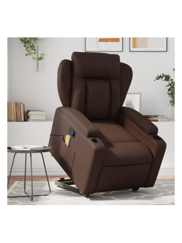 Sonata H Изправящ масажен реклайнер стол, кафяв, изкуствена кожа