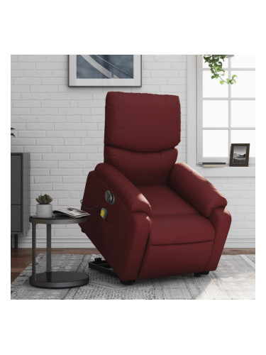 Sonata H Електрически изправящ масажен реклайнер, виненочервен, еко кожа
