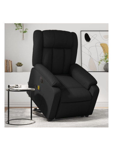 Sonata H Електрически изправящ масажен реклайнер стол, черен, еко кожа