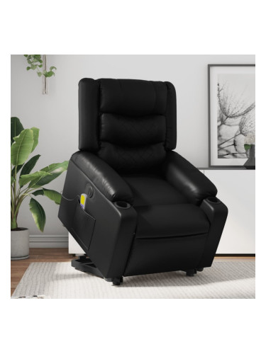 Sonata H Електрически изправящ масажен реклайнер стол, черен, еко кожа