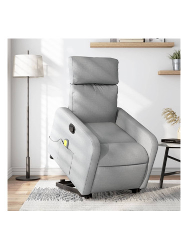 Sonata H Изправящ масажен реклайнер стол, светлосив, текстил