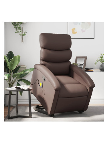 Sonata H Изправящ масажен реклайнер стол, кафяв, изкуствена кожа