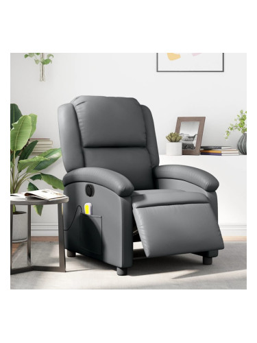 Sonata H Електрически масажен реклайнер стол, сив, изкуствена кожа