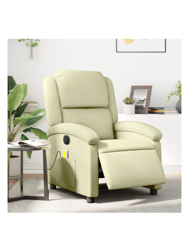 Sonata H Електрически масажен реклайнер стол, кремав, естествена кожа