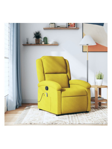 Sonata H Масажен реклайнер стол, жълт, кадифе