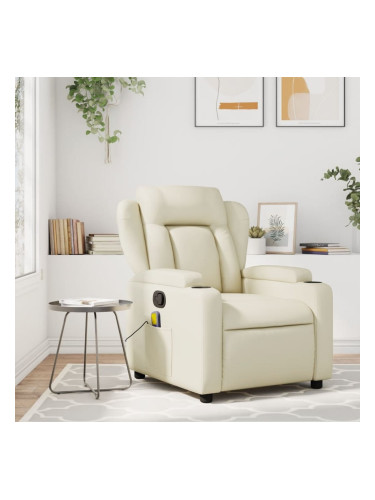 Sonata H Масажен стол реклайнер, кремав, изкуствена кожа