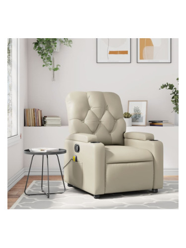 Sonata H Масажен стол реклайнер, кремав, изкуствена кожа