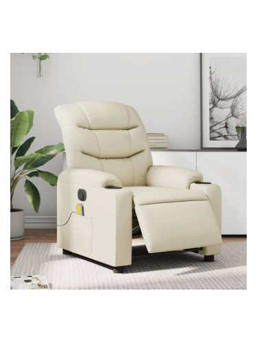 Sonata H Електрически масажен реклайнер стол, кремав, изкуствена кожа