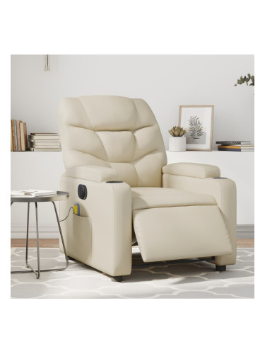 Sonata H Електрически масажен реклайнер стол, кремав, изкуствена кожа