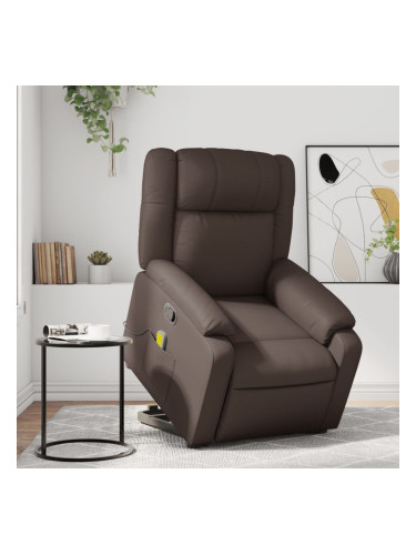 Sonata H Изправящ масажен реклайнер стол, кафяв, изкуствена кожа