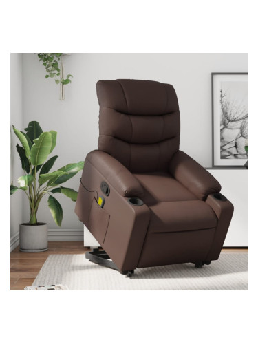 Sonata H Изправящ масажен реклайнер стол, кафяв, изкуствена кожа