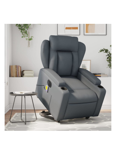 Sonata H Електрически изправящ масажен реклайнер стол, сив, еко кожа