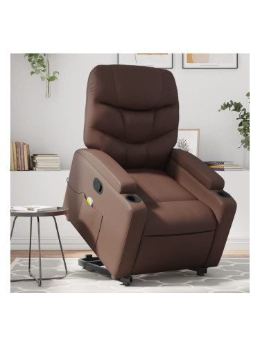 Sonata H Изправящ масажен реклайнер стол, кафяв, изкуствена кожа