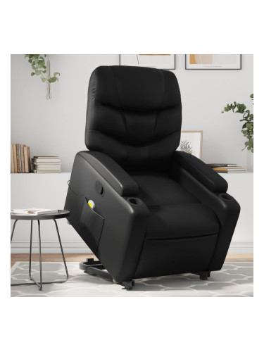 Sonata H Изправящ масажен реклайнер стол, черен, изкуствена кожа