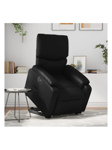 Sonata H Електрически изправящ реклайнер стол, черен, еко кожа