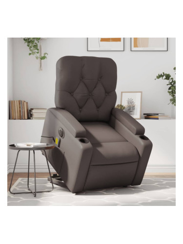 Sonata H Електрически изправящ масажен реклайнер стол, кафяв, еко кожа