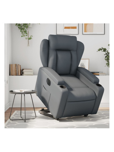 Sonata H Електрически изправящ реклайнер стол, сив, изкуствена кожа