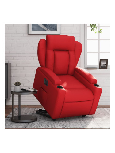 Sonata H Електрически изправящ реклайнер стол, червен, изкуствена кожа