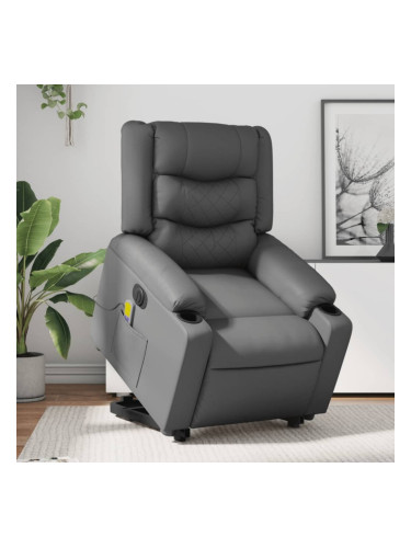 Sonata H Електрически изправящ масажен реклайнер стол, сив, еко кожа