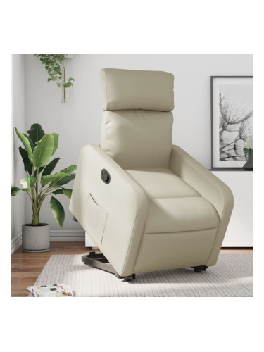 Sonata H Изправящ реклайнер стол, кремав, изкуствена кожа