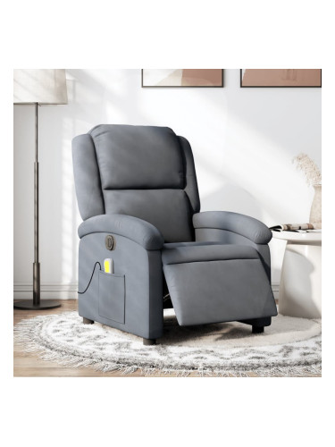 Sonata H Електрически масажен реклайнер стол, тъмносив, кадифе