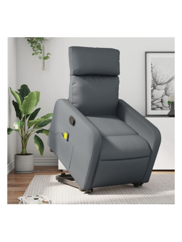 Sonata H Изправящ масажен реклайнер стол, сива, изкуствена кожа