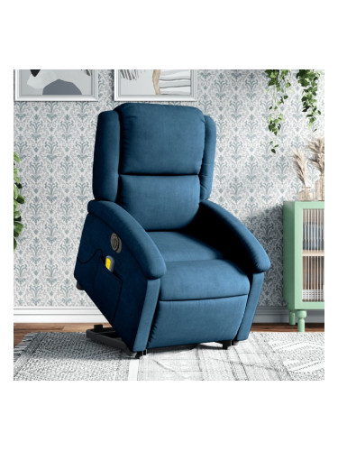 Sonata H Електрически изправящ масажен реклайнер стол, син, кадифе