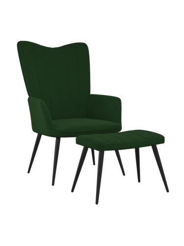 Sonata H Стол за релакс с табуретка, тъмнозелен, кадифе