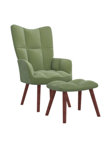 Sonata H Релакс стол с табуретка, светлозелен, кадифе