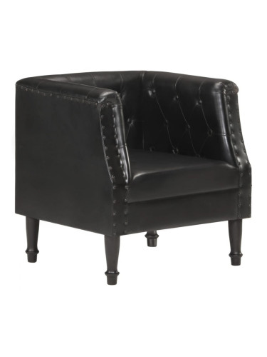 Sonata H Фотьойл, черен, естествена кожа