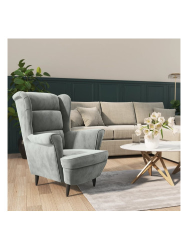 Sonata H Фотьойл, светлосив, кадифе