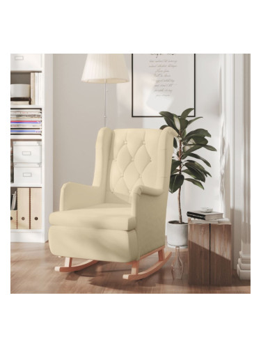 Sonata H Люлеещ фотьойл с крака от каучук масив, кремав, текстил