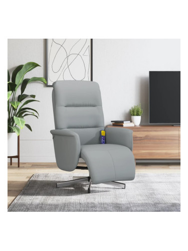 Sonata H Масажен реклайнер стол с поставка за крака, светлосив, текстил