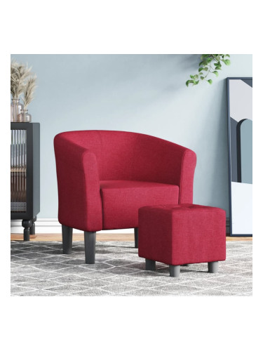 Sonata H Фотьойл с табуретка, виненочервен, текстил