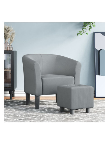 Sonata H Объл фотьойл с опора за крака, светлосив, плат