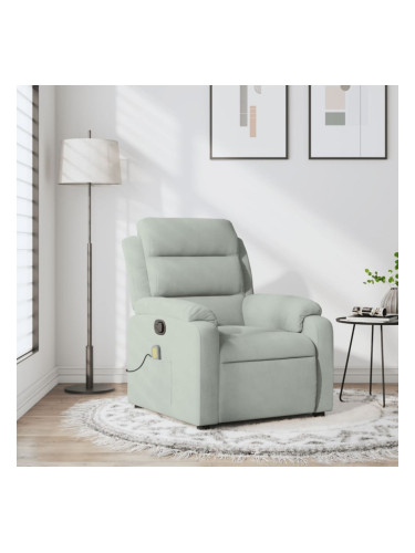 Sonata H Масажен реклайнер стол, светлосив, кадифе