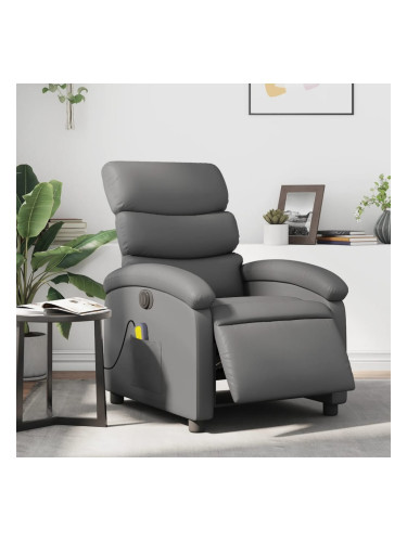 Sonata H Електрически масажен реклайнер стол, сив, изкуствена кожа