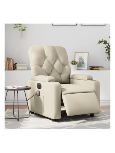 Sonata H Електрически масажен реклайнер стол, кремав, изкуствена кожа