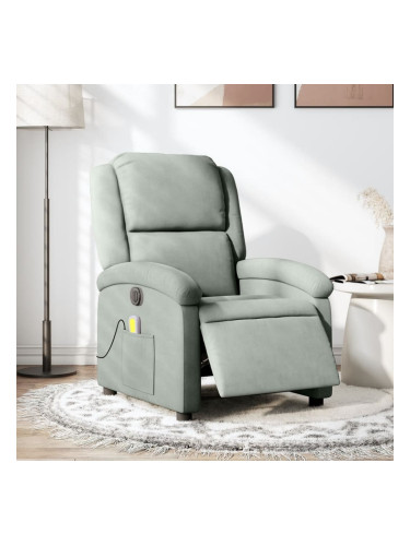 Sonata H Електрически масажен реклайнер стол, светлосив, кадифе