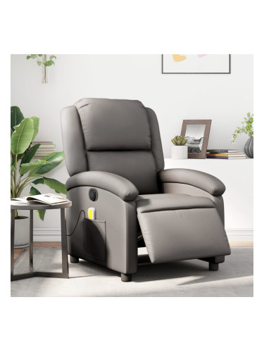 Sonata H Електрически масажен реклайнер стол, сив, естествена кожа