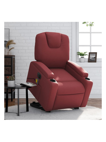 Sonata H Електрически изправящ масажен реклайнер, виненочервен, еко кожа