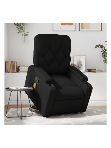 Sonata H Изправящ масажен реклайнер стол, черен, изкуствена кожа