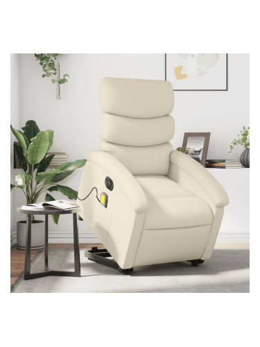 Sonata H Електрически изправящ масажен реклайнер стол, кремав, еко кожа