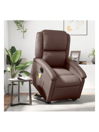 Sonata H Електрически изправящ масажен реклайнер стол, кафяв, еко кожа