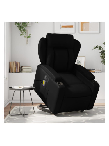 Sonata H Електрически изправящ масажен реклайнер стол, черен, еко кожа