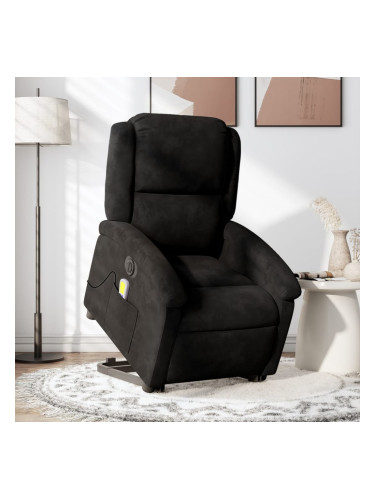 Sonata H Електрически изправящ масажен реклайнер стол, черен, кадифе