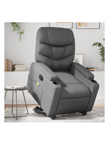 Sonata H Изправящ масажен реклайнер стол, сива, изкуствена кожа